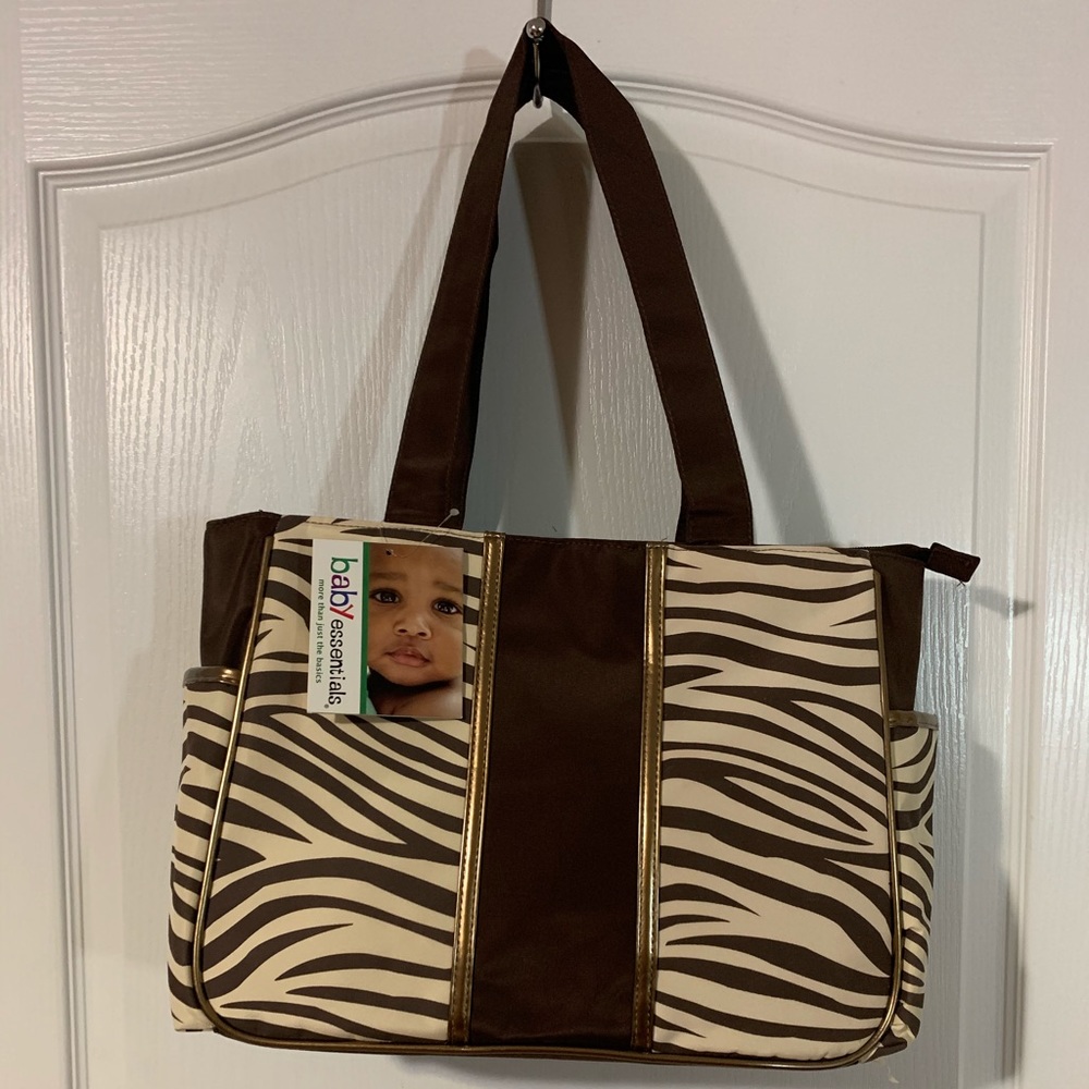 NWT Brown and Bronze Zebra Baby Bag